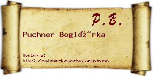 Puchner Boglárka névjegykártya